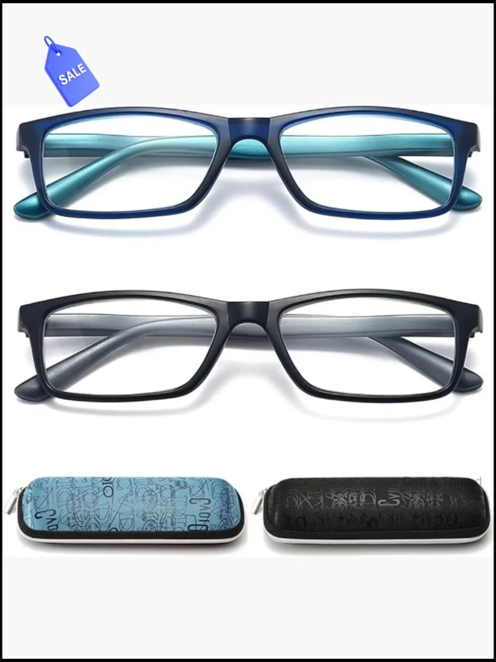 Reading Glasses with Blue Light Blocking Spring Hinge 2 Pack